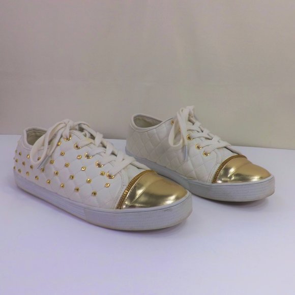 MICHAEL Michael Kors Shoes - MICHAEL Michael Kors Melbourne Quilted Vegan Leather w Gold Bling Tennis Shoes 5